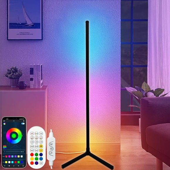 RGB Floor Lamp Color Changing Mood Lighting with App and Remote Control - Picture 1 of 5